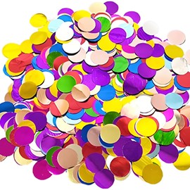XIKSXITN Rainbow Metallic Foil Confetti (0.59 Inch) - 2.12 oz Table Confetti Decorations for Wedding, Birthday, Party Decor & Celebration Accents (1 Pack)