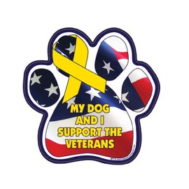 My Dog and I Support the Veterans Paw Magnet