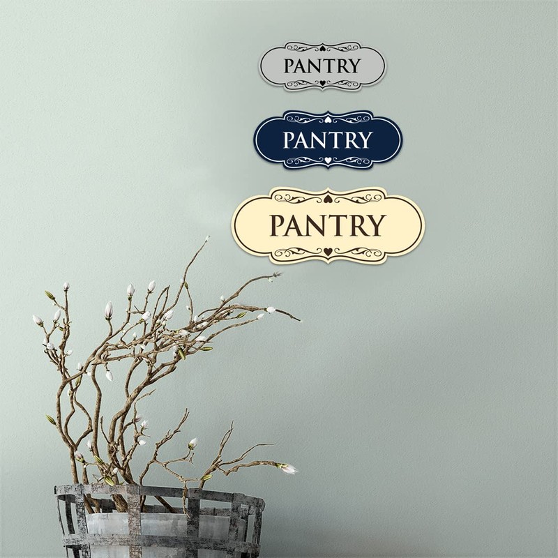 Designer Pantry Sign (Brushed Silver) - Large (2 Pack)