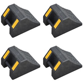 OrangeStar 4-Pack Heavy Duty Rubber Wheel Chocks with Hand Grip