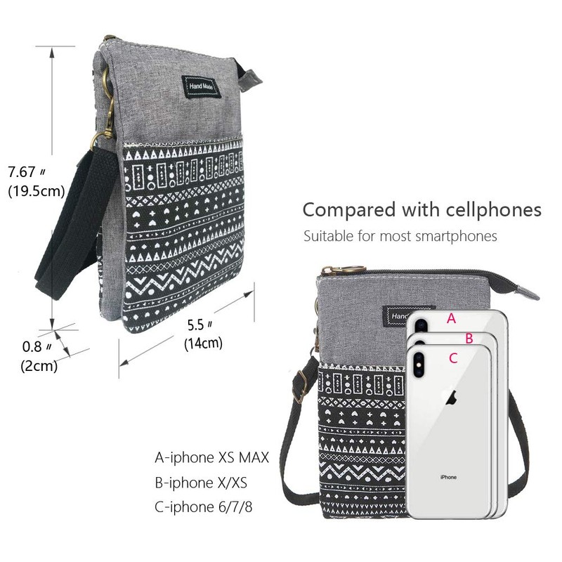 Roomy - Cartera de lona para teléfono celular, con correa