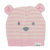 Little Me Cute Pink Striped Bear Newborn/Infant Beanie and Mittens
