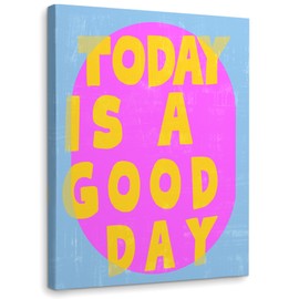 Inspirational Canvas Wall Art,Girly Wall Art,Purple Preppy Funky Today Is a Good Day Framed Canvas Wall Art Decor 14x11,Colorful Hot Pink Preppy Paintings Artwork Office Dorm Room Home Wall Art Decor