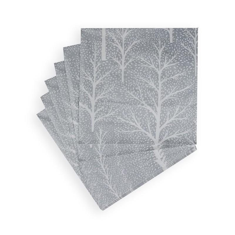Winter Trees Silver & White Napkin Dinner - 20 Per