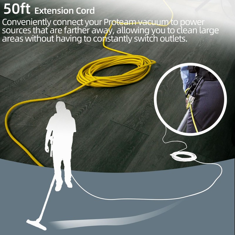 50ft 101678 Extension Cord Compatible with Pro Team Backpack Vacuum
