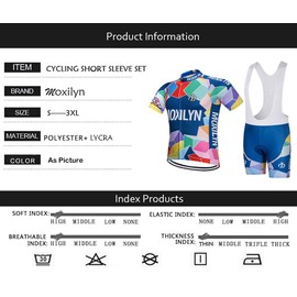 MOXILYN Men's Bike Clothing Set Cycling Jerseys Road Bicycle Shirts Kit + Bib Shorts Quick-Dry Full Zipper Riding Clothes