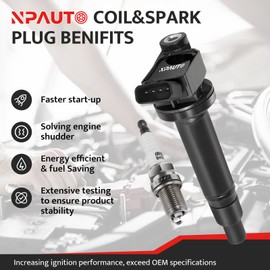 Ignition Coil Pack & Spark Plugs Compatible with V6 3.0 3.3 1999-2008 Lexus RX300 RX330 ES300 RX400h Toyota Camry Highlander Sienna Solara Avalon 2000 2001 2002 2003 2004 2005 2006, UF267, Set of 6