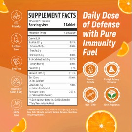 Sainebio Vitamin C 1000mg & Zinc 10 mg Effervescent Tablets – Immune Support Supplement with Tangy Orange Flavor – Boost Immunity, Energy & Antioxidant Protection – 20 Effervescent Tablets - Pack Of 1
