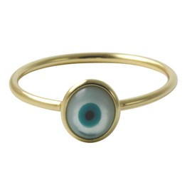 apop nyc Goldtone Sterling Silver Blue Evil Eye Thin Ring Stacking Size 6