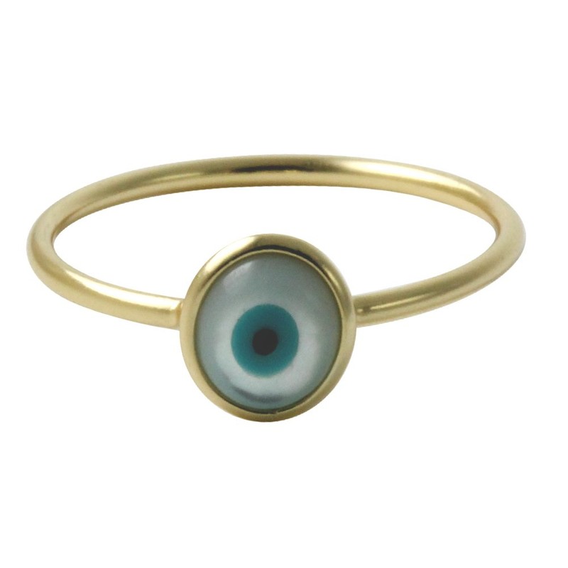 apop nyc Goldtone Sterling Silver Blue Evil Eye Thin Ring