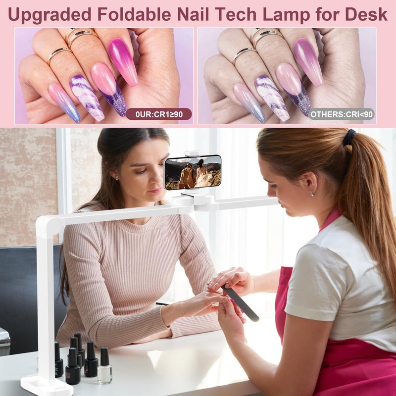 iVict Nail Desk Lamp, 34" Nails Tech Light with Phone