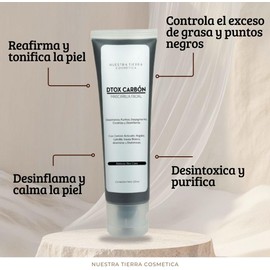 Nuestra Tierra Cosmetica Mascarilla Facial Dtox Carbon con Carbon Activado, Regaliz, Cebolla y Sauce Blanco, 100ml, Desintoxicante y Purificante