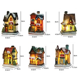 Christmas Village Sets, LED Lighted Christmas Village Houses with Figurines,Christmas Village Accessories Collection Indoor Room Decor Collectible Buildings (B)