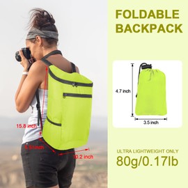 Beaface Foldable Backpack Waterproof Lightweight, Small Backpacks Foldable Rucksack for Travel, Packable Folding Backpack for Men Women Outdoor Hiking Walking Camping Biking (Green)