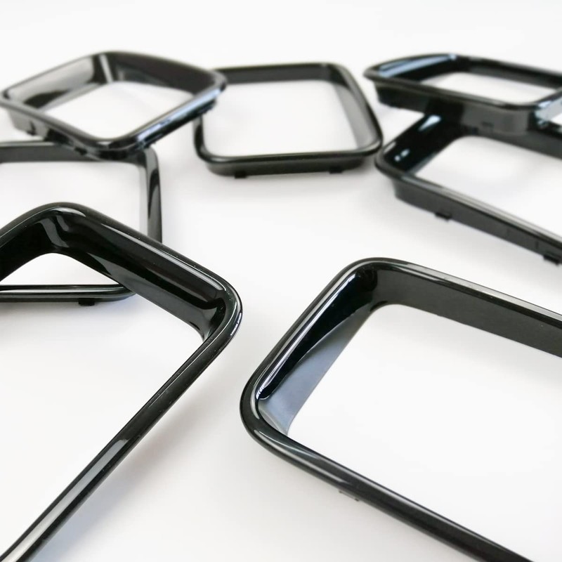 7PC of Gloss Black Front Grill Rings Inserts Compatible with