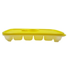 Ice Cube Tray with Lid – Easy Fill and Release – No Spills – Enjoy Cold Summer Drinks - Mess Free HANDLING of ICE Trays (Yellow)