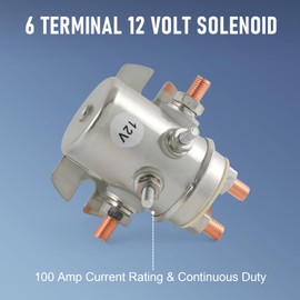 SPL6016 6 Terminal 12 Volt Solenoid 100 Amp Current Rating & Continuous Duty Replacement for Winch Golf Cart Ref 15-323, 15-386, 92-20172, 24401, 70-910