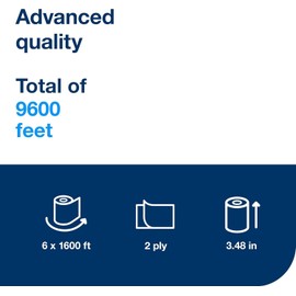 Plexon Jumbo Bath Tissue, Septic Safe, 2-Ply, 2.3" Core, White, 3.48" x 1,600 ft, 6 Rolls/Carton