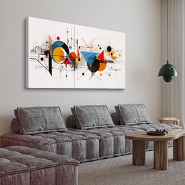 KELIYUAN Framed Wall Art For Living Room Canvas Wall Decor For Bedroom Room Modern Home Decorations Abstract Geometric Color Line Painting Wall Pictures Artwork Bathroom Ready to Hang Mural 20"x40"