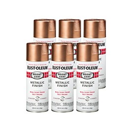 Rust-Oleum 344733-6PK Stops Rust Bright Coat Metallic Spray Paint, 11 Oz, Rose Gold, 6 Pack
