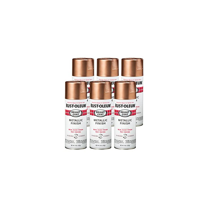 Rust-Oleum 344733-6PK Stops Rust Bright Coat Metallic Spray Paint, 11