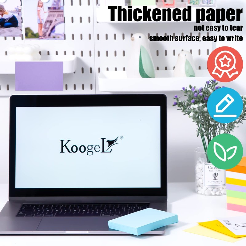 Koogel Coloured Index Cards Bulk, 640 Pieces Assorted Neon Colour