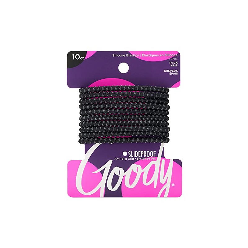 Goody Slide Proof Stayput Black Elastics, 4 mm 10 Count