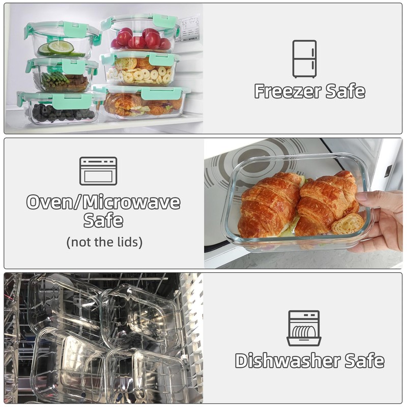 C CREST 12 Pack Airtight Glass Containers for Fresh and