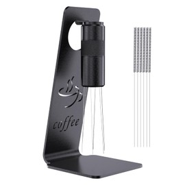 RSNMocha WDT Tool Espresso Distribution Tool,Coffee Distribution Tool with Magnetic Stand, Espresso Accessories with 6 Extra Φ0.25mm Stainless Steel Needles for Barista (Light Black, H：4.8 inches)