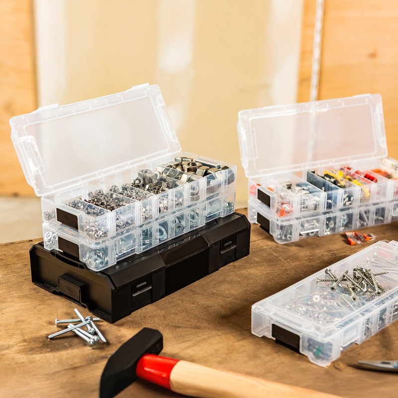 L-BOXX Micro - Transparent, Stackable Small Parts Box - Sorting
