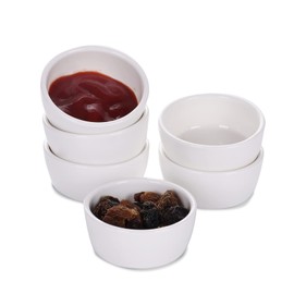 HAOTOP Mini Porcelain Ramekins 1.5 oz Set of 6,Small Ceramics Souffle Dish 45ml White