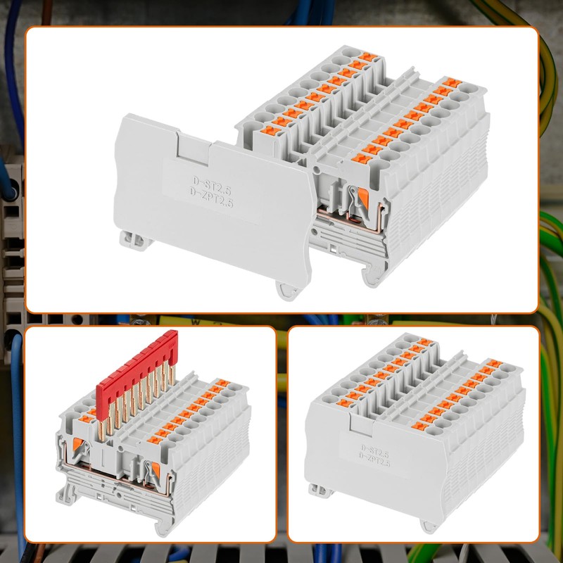Saysurey DIN Rail Terminal Block Twin Spring Terminal Connectors Push