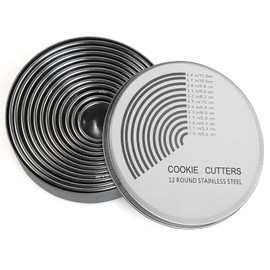 JoyPlus Stainless Steel Cookie Cutters Ring, Pack of 12 Extra Thick Premium Cookie Cutters, Round Cookie Cutter with Storage Box for Pastry, Doughnut, Fondant, Baking, DIY Cakes