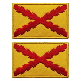 2 PCS AliPlus Spain Burgundy Cross Flag Patches Embroidered Patches Tactical Morale Patch Hook and Loop(Yellow Red)