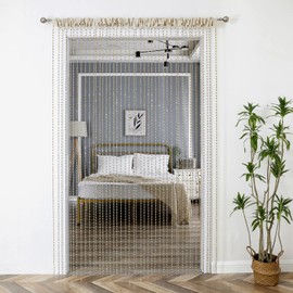 Regal Home Collections Jager Diamond Beaded Curtain Panel with 11 Lines - Rod Pocket Crystal Curtain - Beaded Curtains for Doorways - Beaded Room Divider (40in W x 84in L - 1 Panel, Gold)