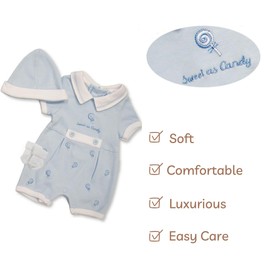 Premature Baby Clothes 3-5lbs or 5-8lbs - Tiny Baby Clothes Set with Romper and Socks, Blue, 5-8 lb