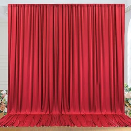 10ft x 10ft Wrinkle Free Red Backdrop Curtains for Parties, Polyester Photo Backdrop Drapes 2 Panels 5x10ft for Weddings Birthday Party Christmas Photography Background