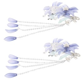 Gogogmee 1Pair Chinese Style Hair Clips with Tassels and Floral Design Decorative Hair Accessories for Traditional Hairstyles for Special Occasions and Everyday Wear