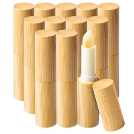 Pack of 12 Lipstick Sleeves Empty Made of Bamboo Bowl, Refillable Empty Tubes Lip Balm Sleeves, DIY Lip Balm Tubes Container: Make Your Own Lip Gloss, Homemade Lip Balm