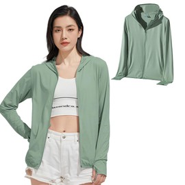 [DMFU] UVカット パーカー レディース ミドル丈 涼しい 冷感 トップス 日焼け止め ラッシュガード 水着 軽量 速乾 通気性 つば ジップ 日焼け防止 体型カバー 長袖