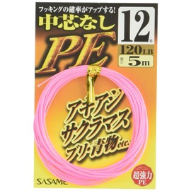 ささめ針(SASAME) PEライン 匠技中芯なしPE 5m 12号 120lb ピンク N-215