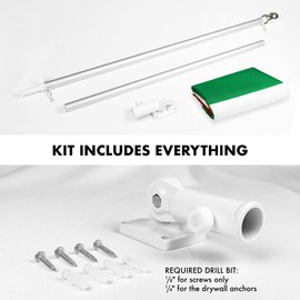 G128 - 6 Feet Tangle Free Spinning Flagpole (Silver) Italy Brass Grommets Printed 3x5 ft (Flag Included) Aluminum Flag Pole