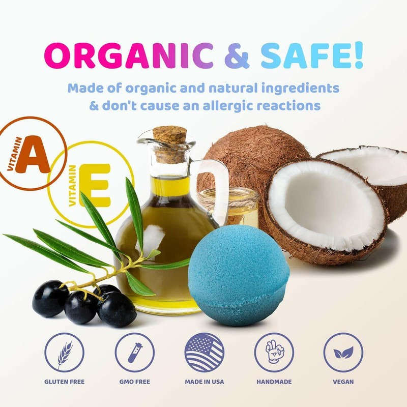 Relaxcation 6 Bath Bombs Set for Kids and Teens with