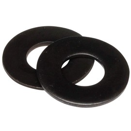 #10 (3/16") Black Stainless Steel Flat Washer (100 pcs), Black Oxidized in USA by Makers Bolt
