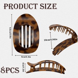 8Pcs Ergonomic Claw Clips for Women | Curved Resin Hair Clips | Non-Slip & Lightweight for Lying, Driving (9.5cm)
