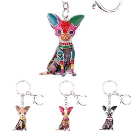 Chihuahua Small Dog Keyring Colourful Enamel Christmas Gift Kids Gift (Petrol)