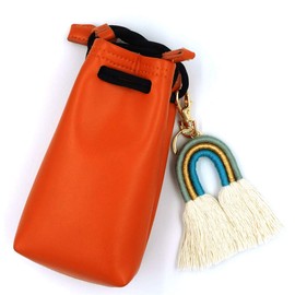 Fleurvc Macrame Rainbow keychain Boho Keyring Pendant Bag Charm Keychains for Women Girls (Green Blue) , One Size