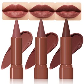 3Pcs Nude Lipstick Lip Liner Matte Sets,Light to Dark High Pigmented Velvet Lipstick Lipliner for Daily Makeup,for Women Long Lasting Waterproof 24 Hours Lip Stick Lip Stain Makeup Gift Sets