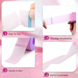 Lash Tape for Eyelash Extensions,Eyelash Tape Silicone Gel Eyelash Extension Tape for Sensitive Skin Pain-Free Removal Breathable Micro-Porous Lash Extensions Tape (1in x 4yd, 2Rolls,Purple)