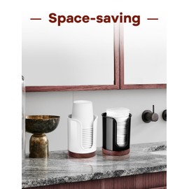 housewife cabinets Premium Bathroom Cup Dispenser Countertop - Paper Cup Holder for 5 6 oz Bathroom Cups, Bathroom Storage Organization - PC/Walnut, Black, Pack of 1
